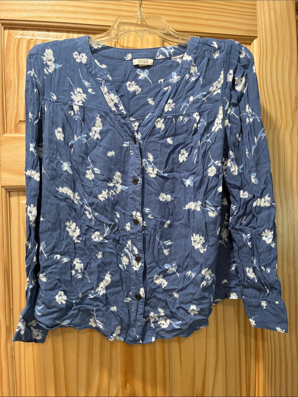 Lilah Floral Button-Front Blue Women's Blouse